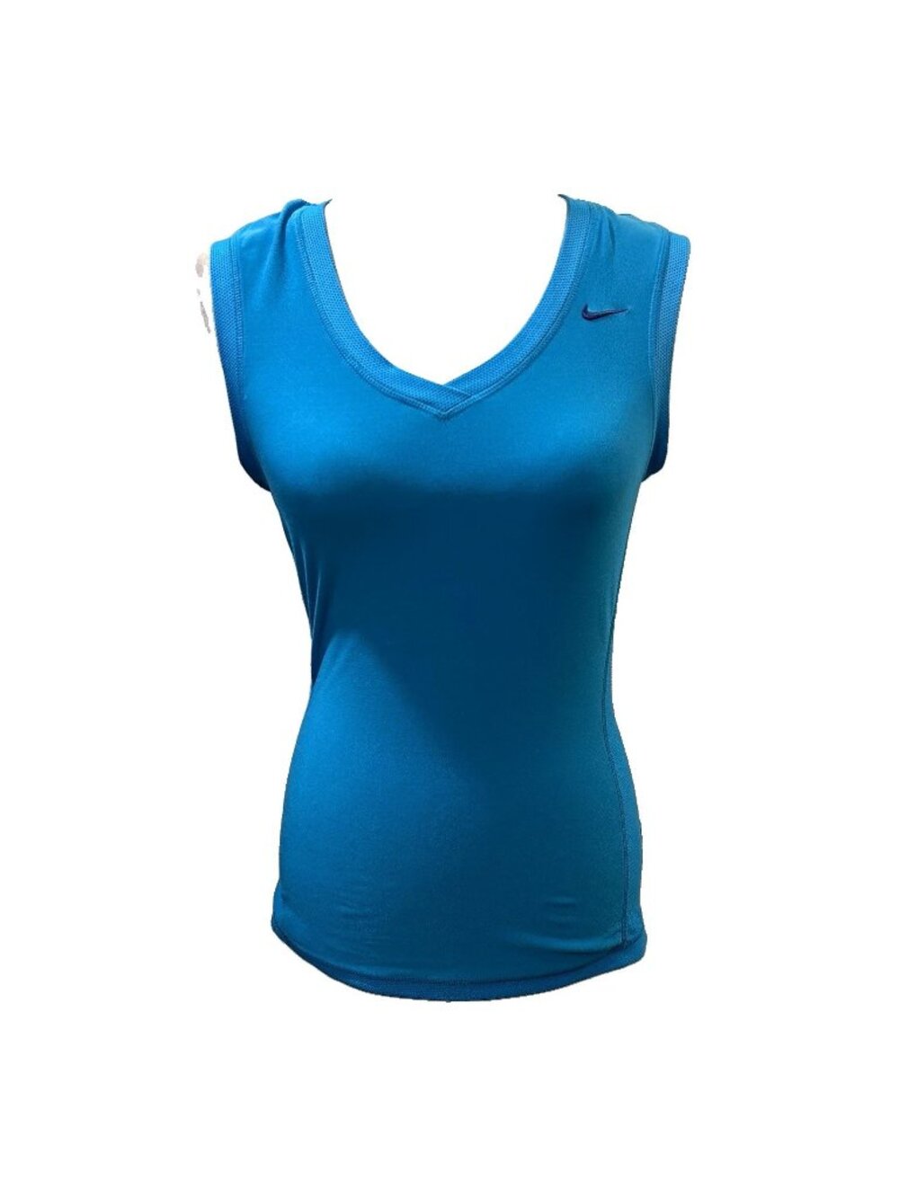 Nike FIT DRY Dri-FIT V-Neck Tank Top Blue Stretch Sleeveless Women XS